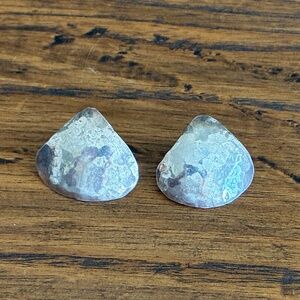 Vintage Artisan Sterling Silver Large Curved Hammered Earrings